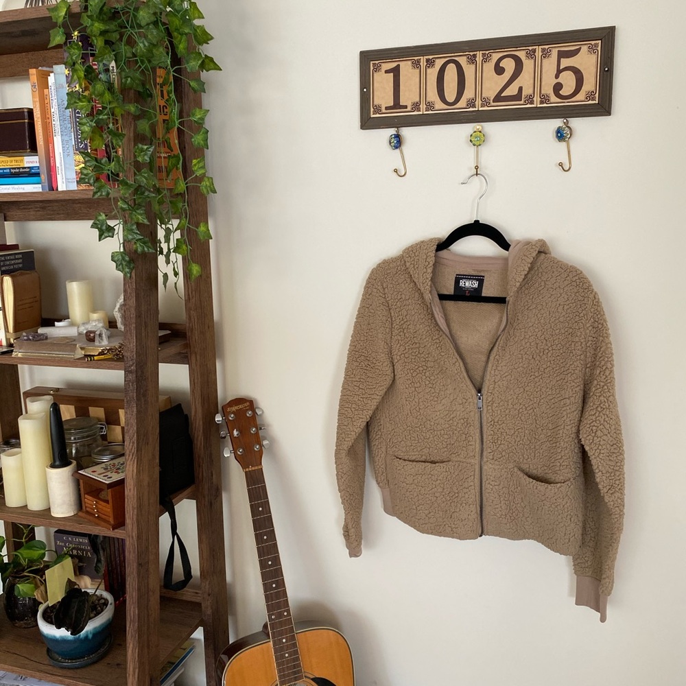 COZY BROWN TEDDY JACKET ZIP UP SWEATER JACKET